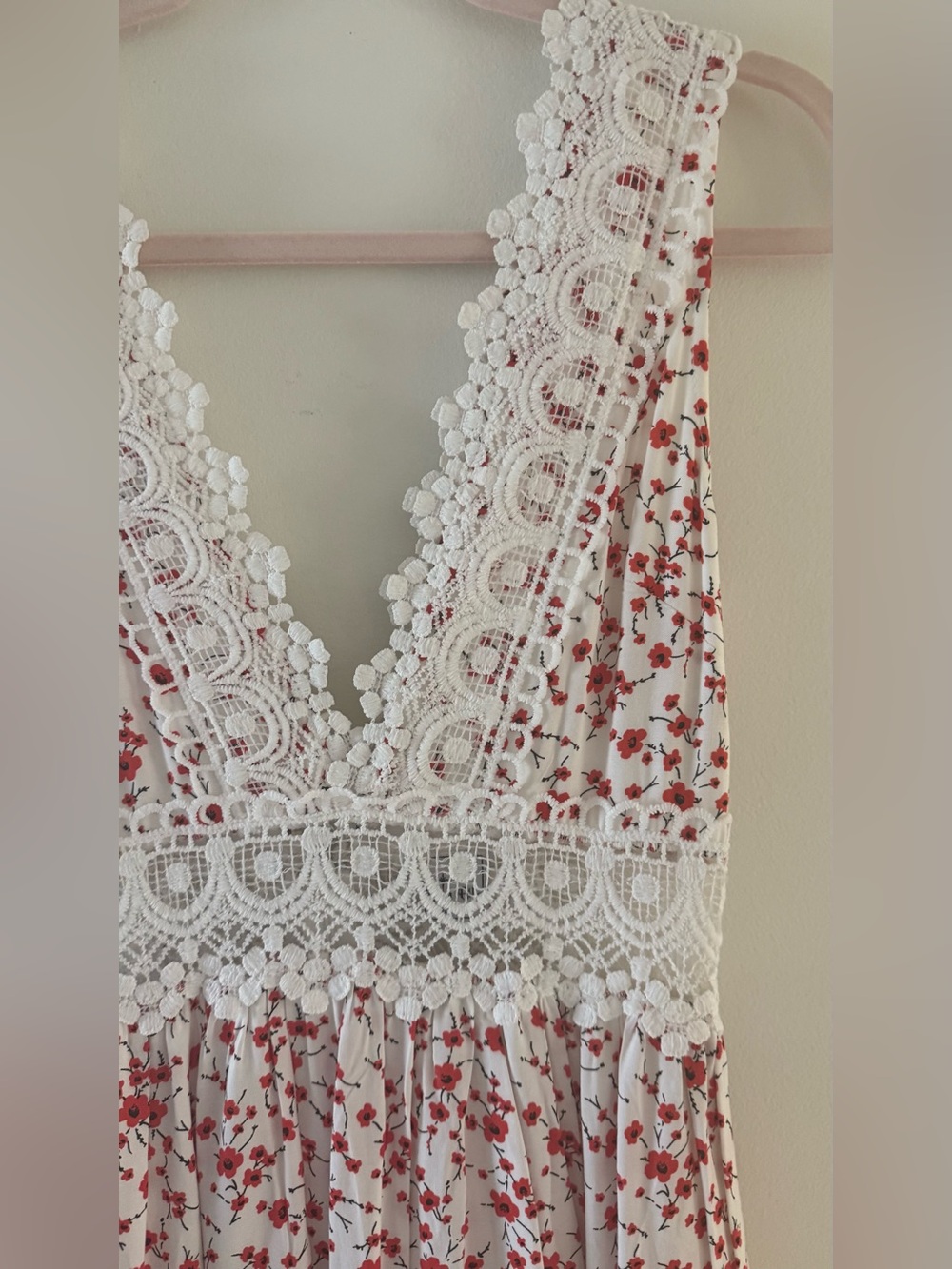 Angel Biba White Floral Lace Mini Dress S Romantic Cottagecore Boho Dress - Picture 4 of 14